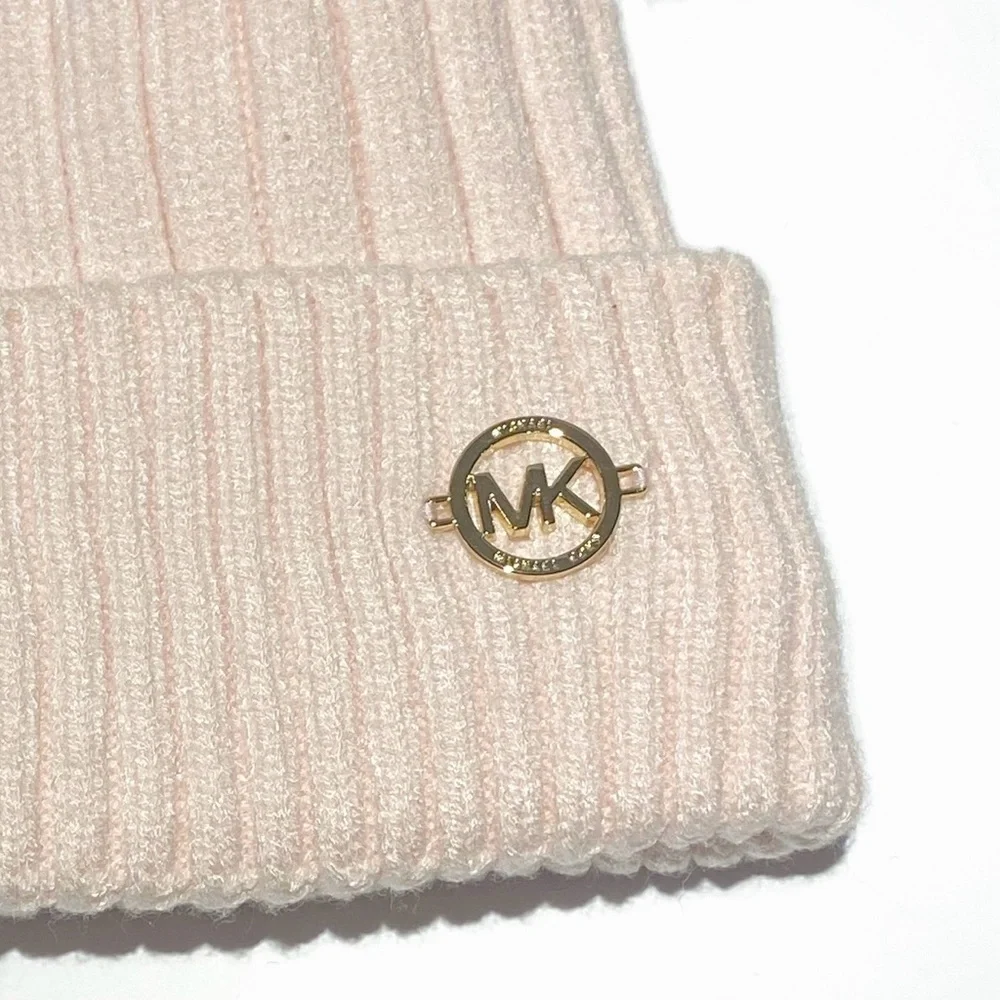 Michael Kors Pink Knit Beanie with Pom Pom